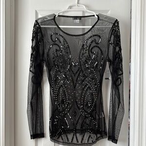 Elegant Black Beaded Sheer Top